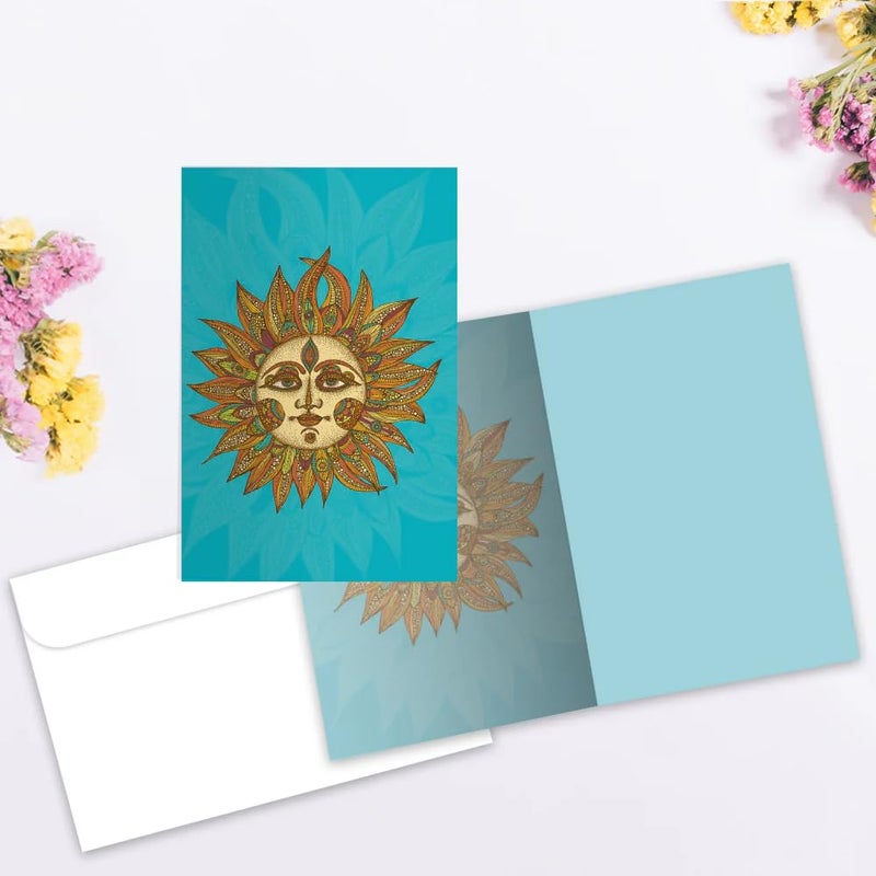 Tree-Free Greetings - All Occasion Cards - Artful Designs - 12 Greeting Cards + White Envelopes - Made in USA - 100% Recycled Paper - 4 x 6 - Vibrant Sun (FS56328) - Image 2